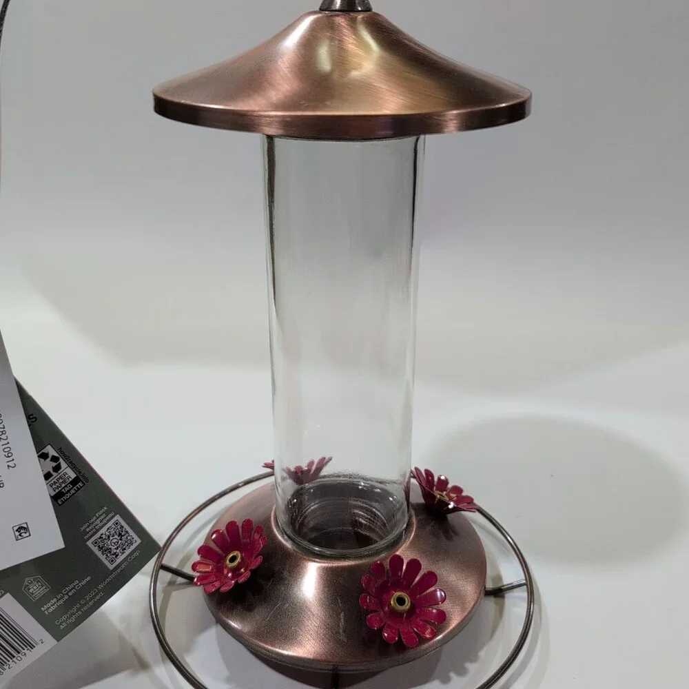 Perky-Pet Hummingbird 12 Oz. Copper/Glass Nectar Feeder 4 Feeding Ports New